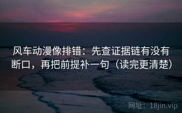 风车动漫像排错：先查证据链有没有断口，再把前提补一句（读完更清楚）