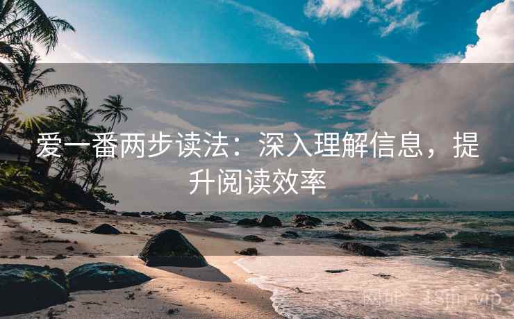 爱一番两步读法：深入理解信息，提升阅读效率